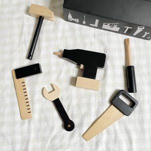 Set of six wooden play tolls by Design Letters